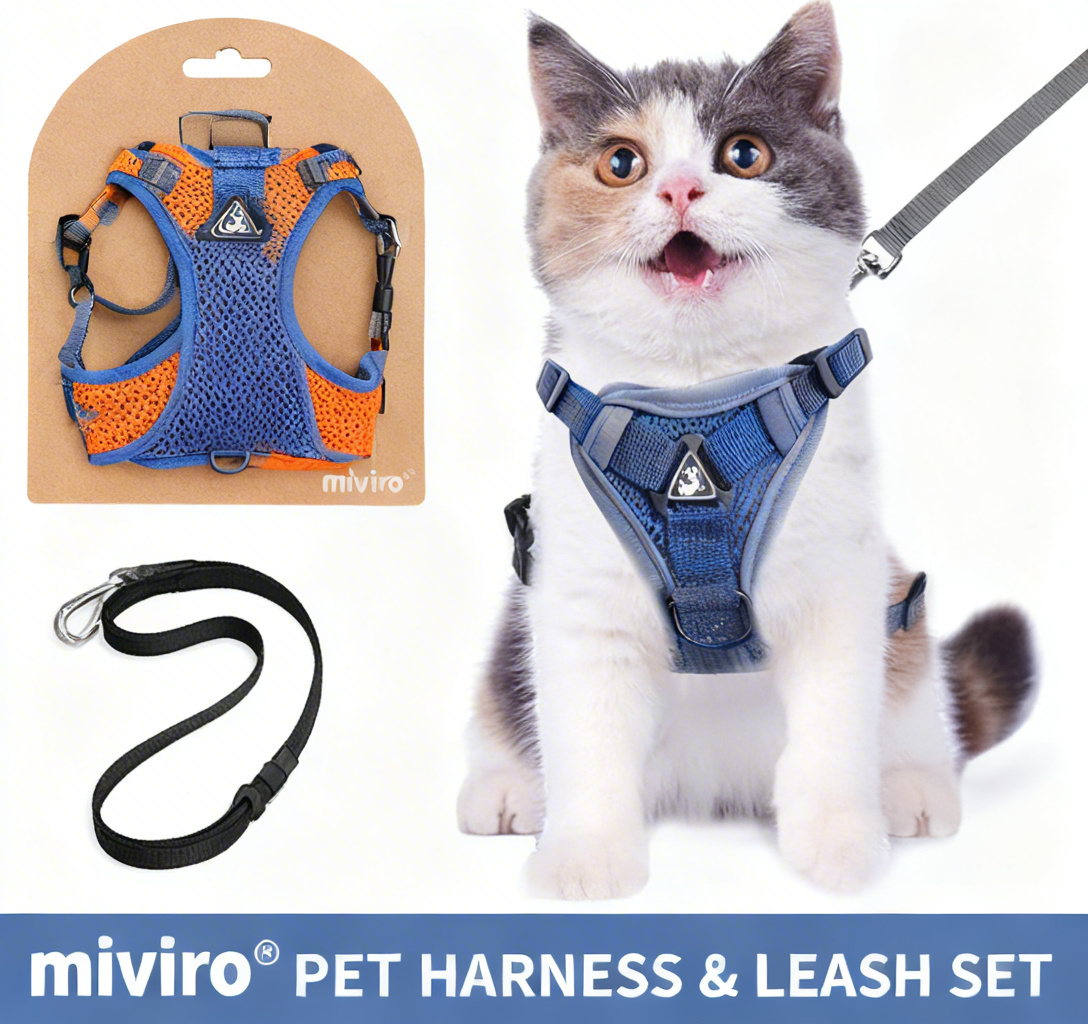 miviro® Kitty Explorer’s Escape-Proof Harness & Leash Set – Cloud-Soft Adventure Gear to Unleash Your Feline’s Inner Wanderlust (Houdini Won’t Stand a Chance!)