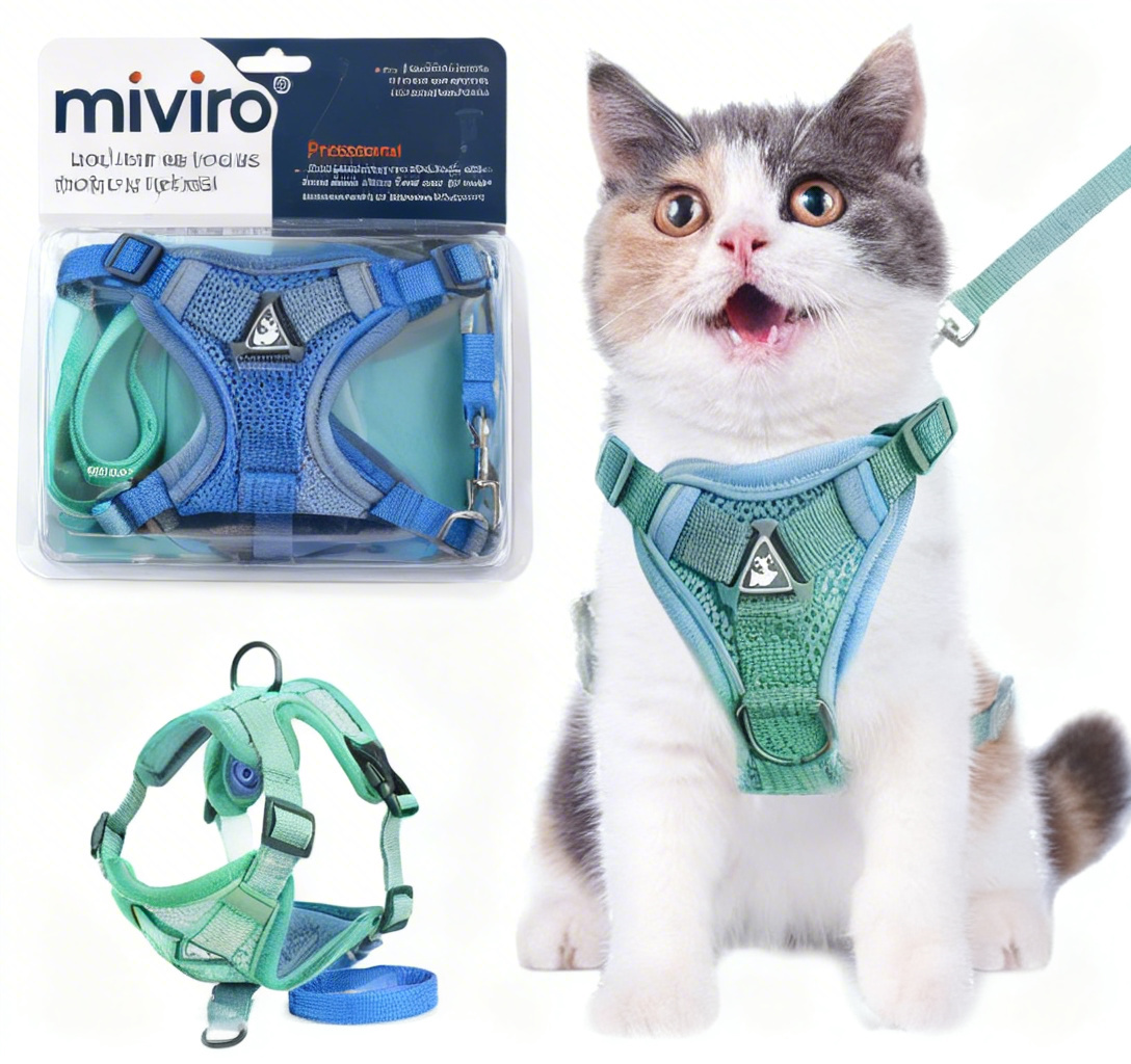miviro® Escape-Proof Cat Harness & Leash Set - Cloud-Soft Adventure Gear | Unleash Your Kitty’s Wild Side Safely for Strolls, Park Explorations & Outdoor Bonding
