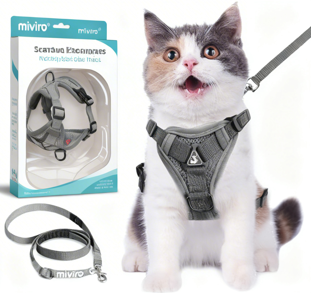 miviro® Escape-Proof Cat Harness & Leash Set – Let Your Tiny Tiger Conquer Backyards, Sidewalks & Couch Fortresses Safely, Stylishly & Stress-Free!