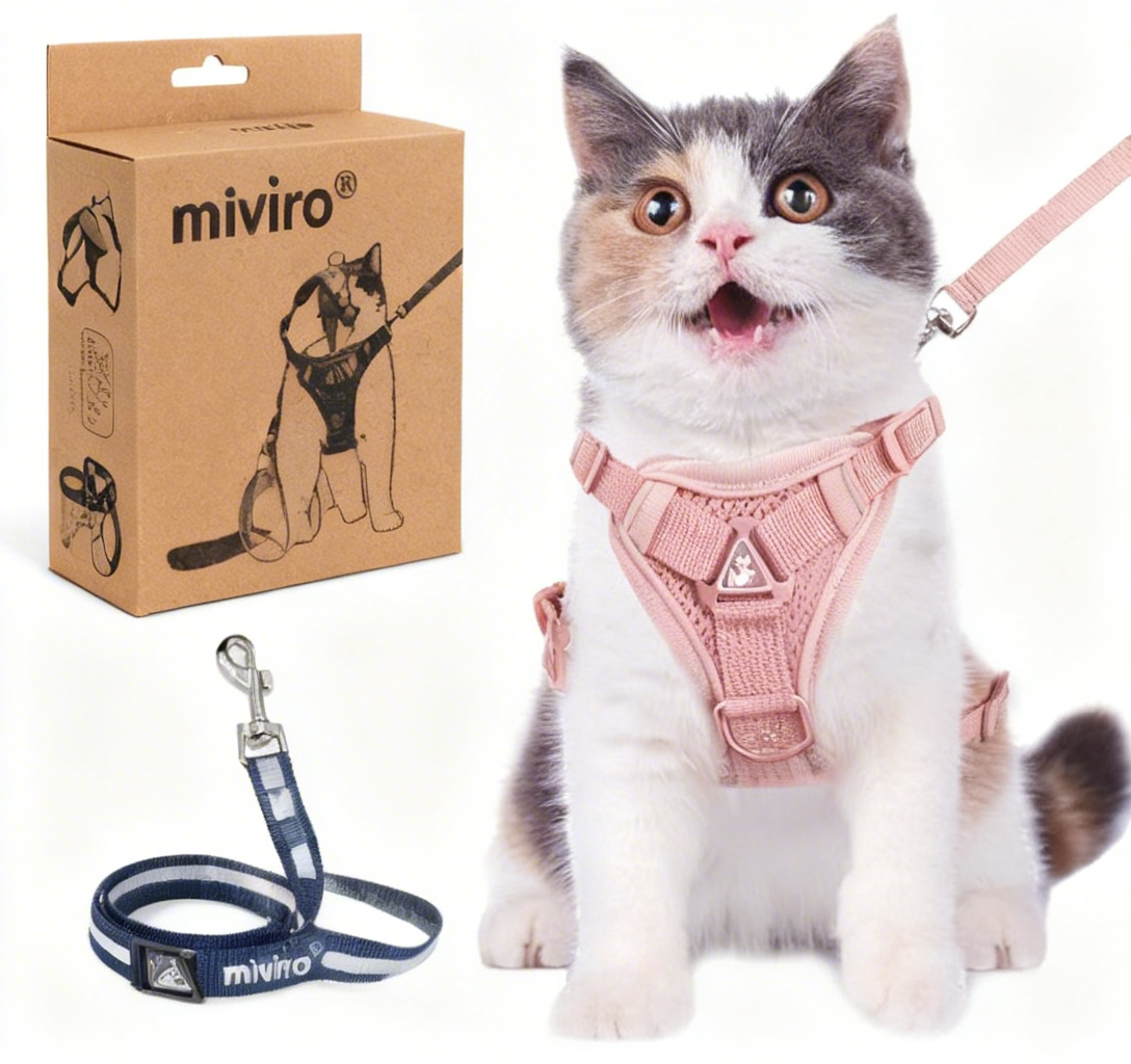 miviro® Escape-Proof Cat Harness & Leash Set: Unleash Your Furry Adventurer’s Wild Side (No More Houdini Escapes!)